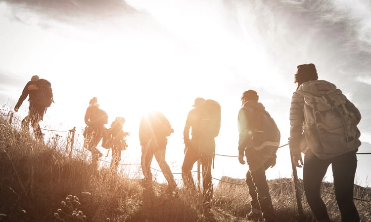 group hiking in colorado